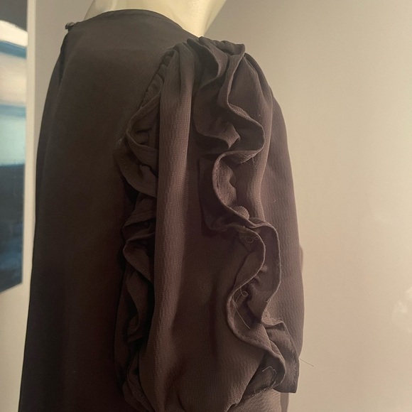 Trendy Black Ruffle Sleeve Blouse Sz. Small NWOT - Picture 11 of 12